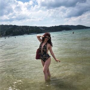 Leopard Print Reversible Halter Swimsuit